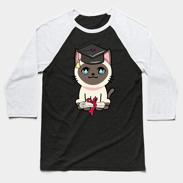 Cute siamese cat is a graduate Baseball T-Shirt by Pet Station